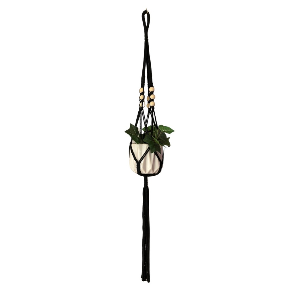 3/$24 ASHLAND Macrame knotted flower pot hanger/ Black